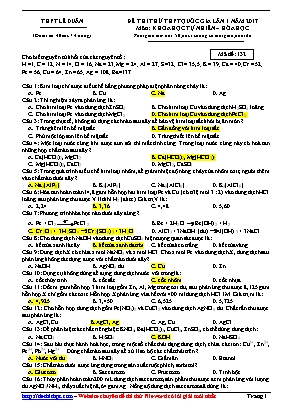 Đề thi thử THPT Quốc gia môn Hóa học lần 1 năm 2017 - Mã đề 132 - Trường THPT Lê Duẩn (Có đáp án)